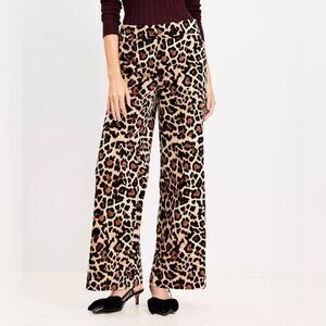 NWT LOFT Clean Wide Leg Pants in Leopard Print Velvet Size 14 SOLD OUT